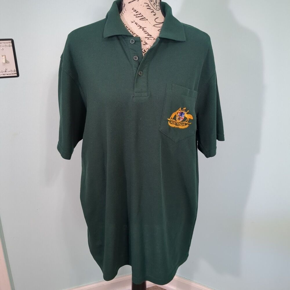 Joey Roo Polo Shirt Mens Outback Australia Short Sleeve green large Embroidery